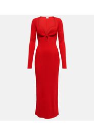 Cutout ribbed-knit midi dress