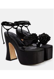 AppliquÃ© satin platform sandals