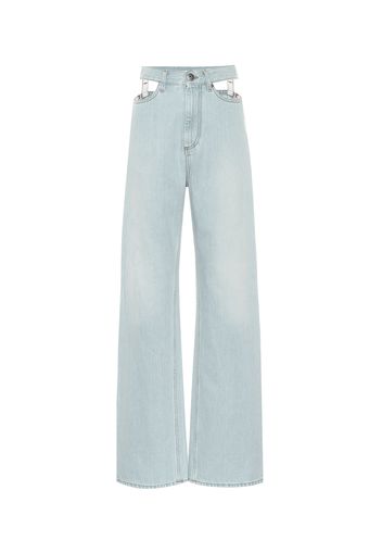 Cutout high-rise wide-leg jeans