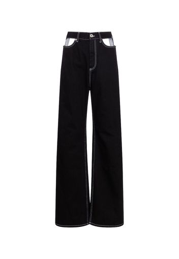 Cutout high-rise wide-leg jeans