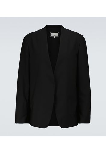 Collarless wool blazer