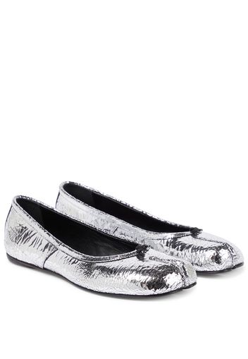 Metallic leather Tabi ballet flats