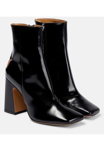 Patent leather ankle boots