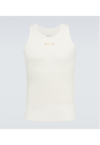 Logo ribbed-knit cotton tank top