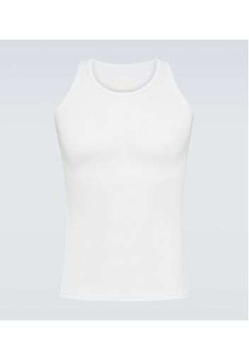 Ribbed-knit cotton and silk tank top