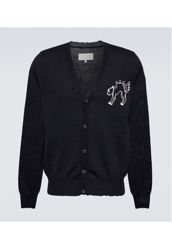 Embroidered wool cardigan