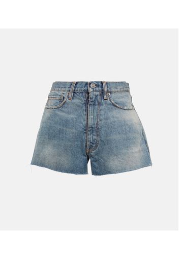 Distressed denim shorts