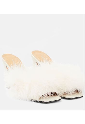 Feather-embellished mules