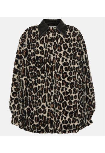 Leopard-print faux fur shirt