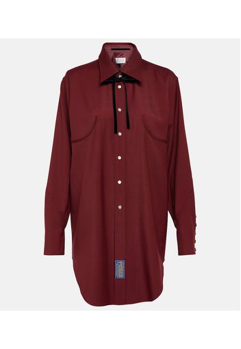 Reversible wool gabardine shirt