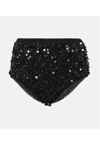 Sequined silk briefs