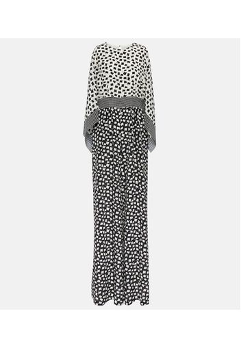 Printed wide-leg silk jumpsuit