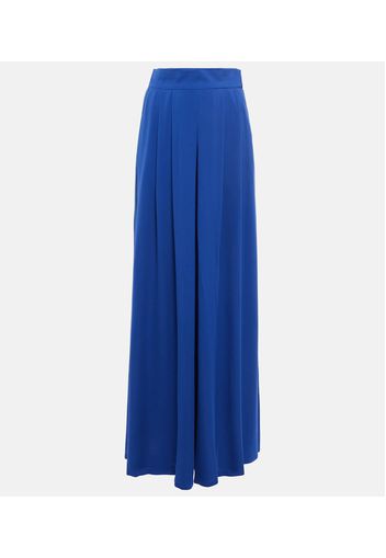 High-rise pleated silk wide-leg pants