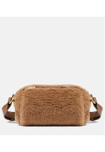 Teddy camel hair and silk shoulder bag