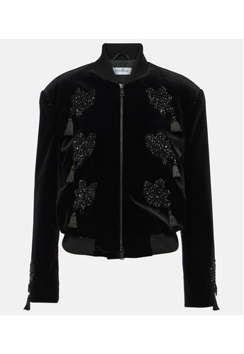 Musette embroidered velvet bomber jacket