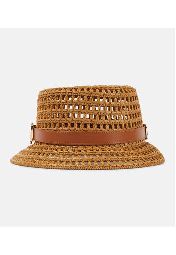 Uccio crochet leather-trimmed bucket hat