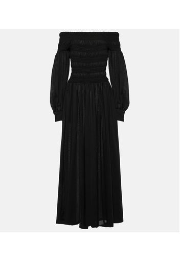 Manu off-shoulder virgin wool maxi dress