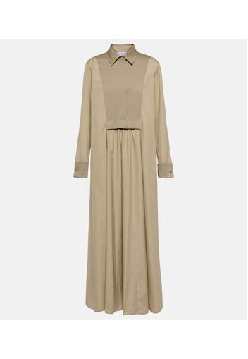 Pleated cotton maxi dress