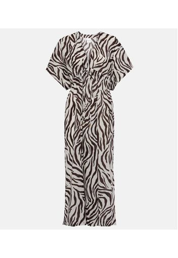 Dorotea zebra-print cotton midi dress