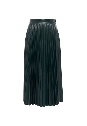 Pleated faux leather midi skirt