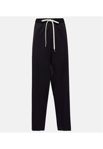 High-rise straight wool-blend pants