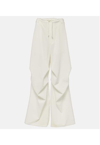 Mid-rise twill wide-leg pants