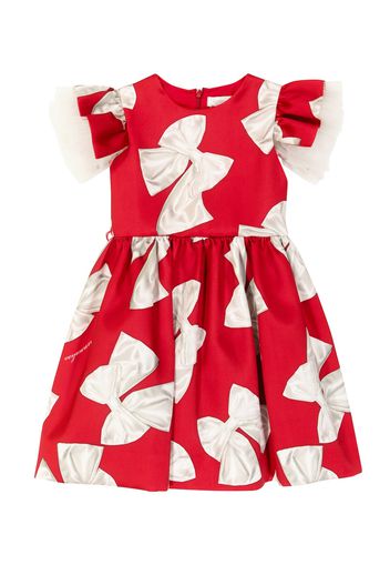 Bow-printed belted dress