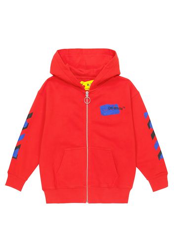 Printed cotton zip-up hoodie