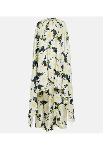 Floral silk cape gown