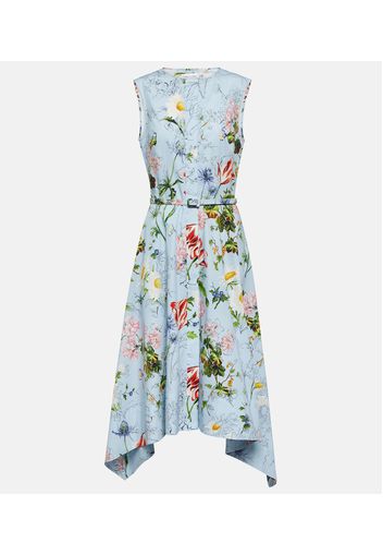 Floral cotton-blend midi dress