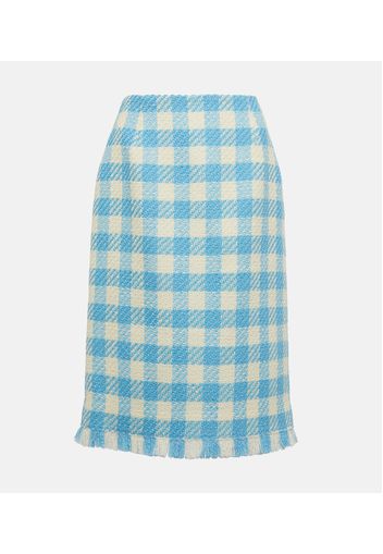 Checked wool midi skirt