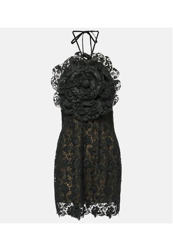 Floral-appliquÃ© lace minidress