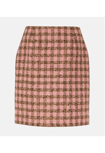 Checked wool-blend tweed miniskirt