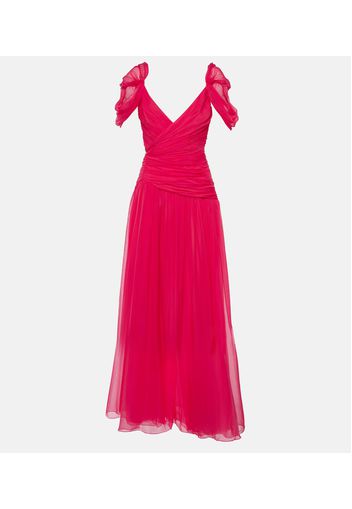 Draped silk chiffon gown