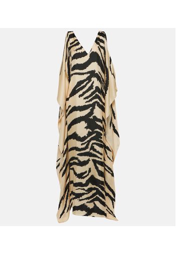 Tiger-print silk kaftan