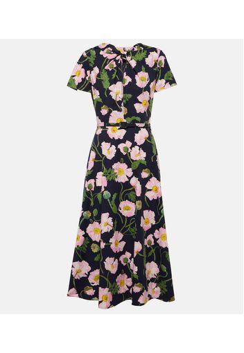 Floral cotton poplin midi dress