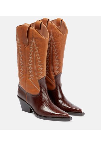 Embossed leather cowboy boots