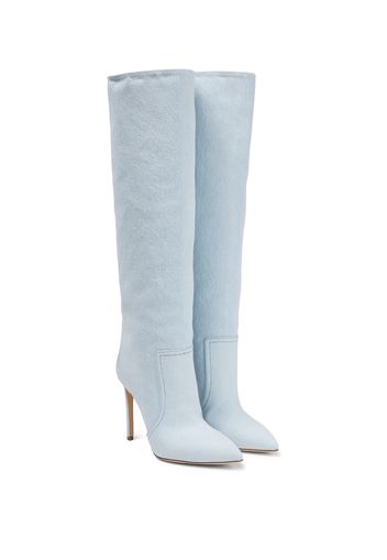 Denim knee-high boots