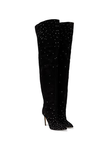 Embellished suede over-the-knee boots