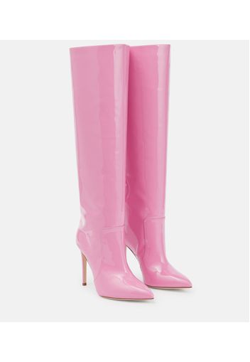 Patent leather knee-high boots