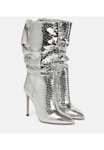 Slouchy python-effect leather boots