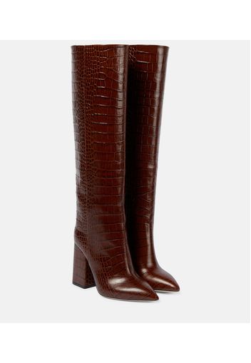 Anja croc-effect leather knee-high boots