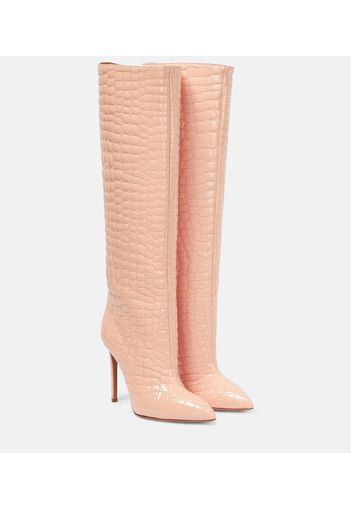 105 croc-effect leather knee-high boots