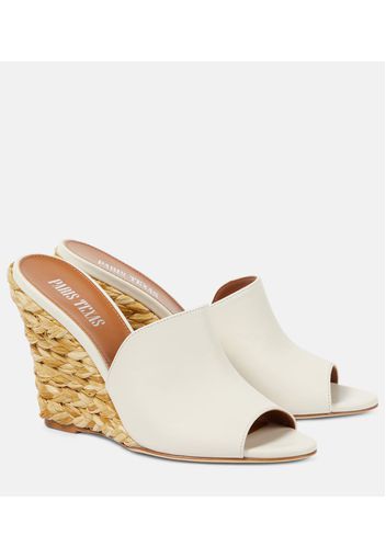 Deia 100 leather-trimmed espadrille wedges