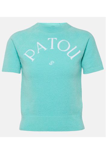 Logo knitted cotton-blend T-shirt