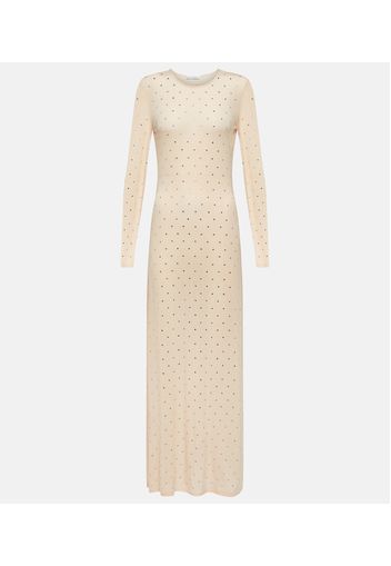 Crystal-embellished jersey maxi dress