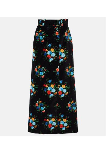 Printed cotton-blend maxi skirt