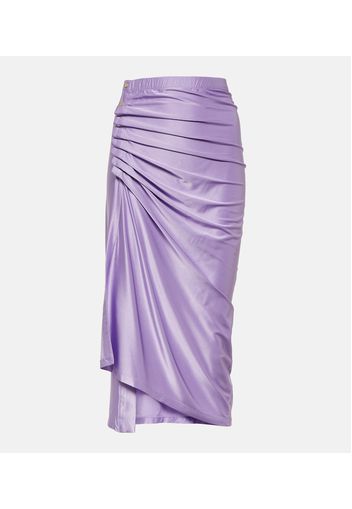 Ruched jersey midi skirt