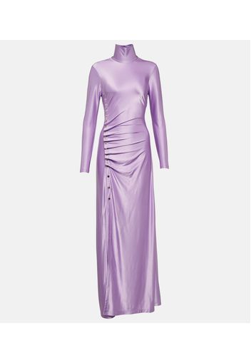 Ruched satin maxi dress