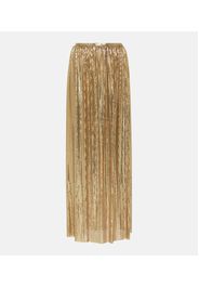 High-rise metallic mesh maxi skirt